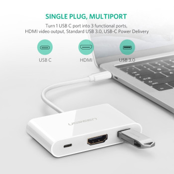 Док-Станция UGREEN USB-C to HDMI | USB-A | USB-C PD .15m Dock 30377