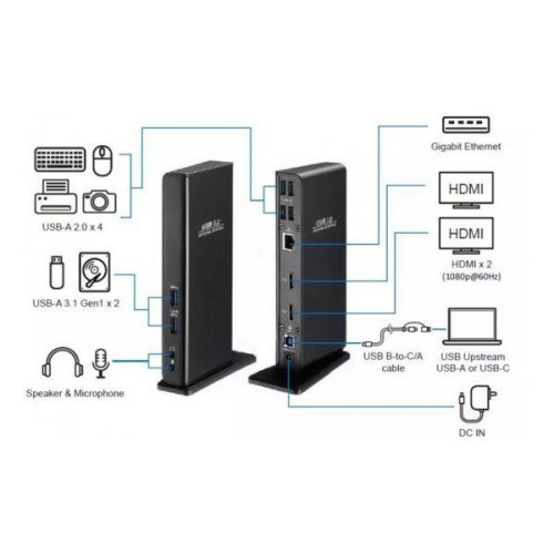 Dock Station Gold Touch USB3.0 Type A/C dual display docking station UDS-2H