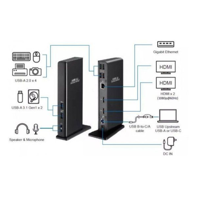 Dock Station Gold Touch USB3.0 Type A/C dual display docking station UDS-2H