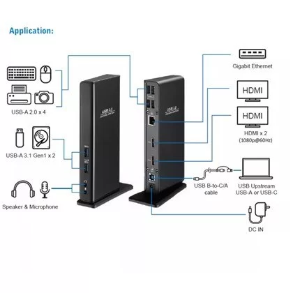 Док-станция Gold Touch USB3.0 Type A/C dual display docking station UDS-2H