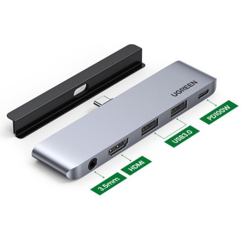 תחנת עגינה UGREEN USB-C to HDMI | USB-A x2 | 3.5 mm | USB-C | PD 100W 20199