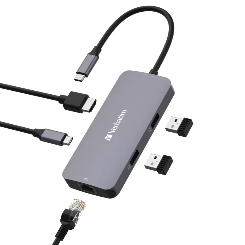 Док-станция Verbatim USB-C Pro Multiport Hub RJ45 / 2x USB-A / USB-C PD 32150 Док-станция Verbatim USB-C Pro Multiport Hub RJ45 / 2x USB-A / USB-C PD 32150