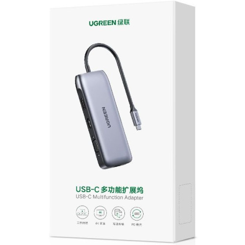 תחנת עגינה UGREEN USB-C to USB-Ax2 | HDMI | DP | VGA | LAN | SD | PD 70301