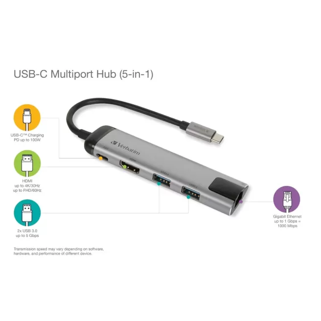 Dock Station Verbatim USB-C Multiport Hub USB 3.1 49141