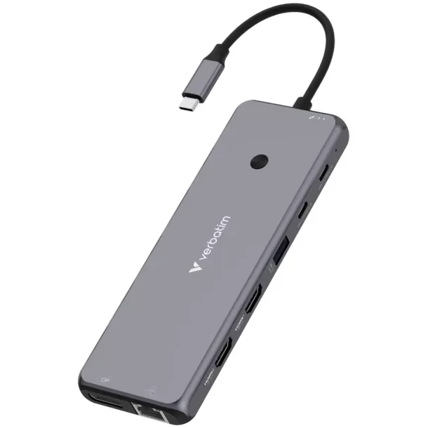 מפצל USB-C Verbatim USB-C Pro Multiport Hub CMH-13 13 Port 32153 צבע אפור