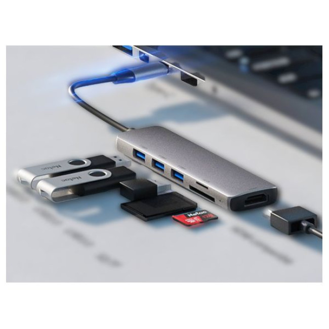 Dock Station Netac WF14 Type-C 3.1 to USB 3.0X3 Card Reader HDMI WF14GYCN