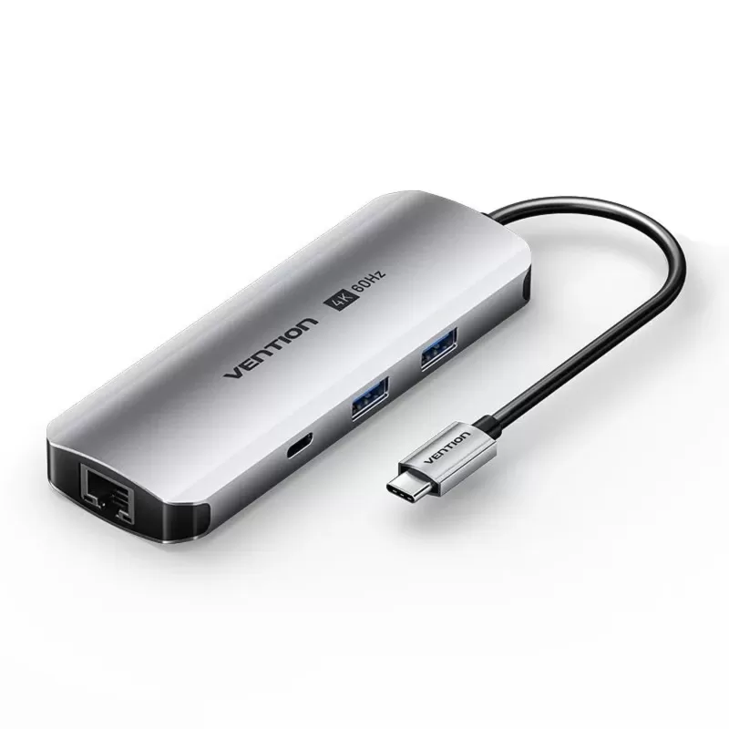 Док-станция Vention USB-C to HDMI | USB-A x2 | USB-C | SD Card Reader | LAN | 3.5mm | PD100W | Dock TQMHB