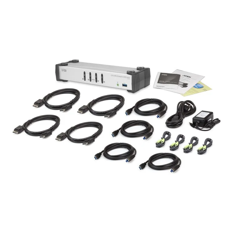 מתג KVM ATEN CS1914 4-Port USB 3.0 DisplayPort KVMP CS1914 צבע כסוף