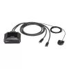 מתג KVM ATEN US3312 2-Port USB-C 4K DisplayPort Cable KVM US3312 צבע שחור