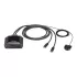 מתג KVM ATEN US3312 2-Port USB-C 4K DisplayPort Cable KVM US3312 צבע שחור