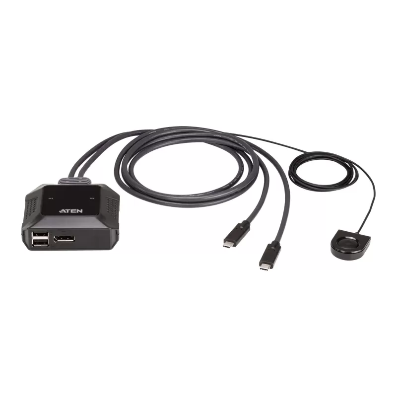 מתג KVM ATEN US3312 2-Port USB-C 4K DisplayPort Cable KVM US3312 צבע שחור