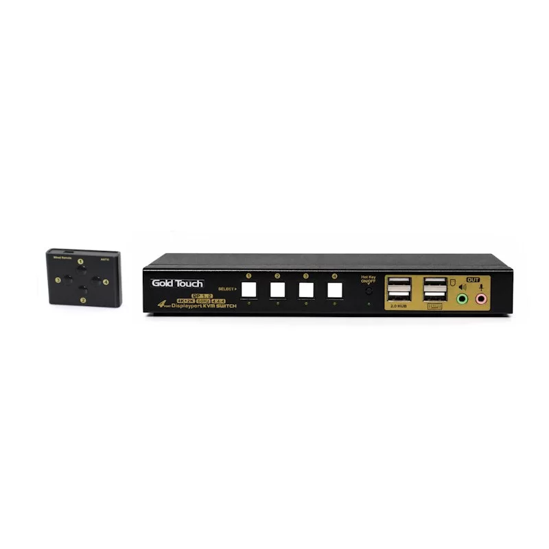 מתג KVM Gold Touch 4 Ports DisplayPort KVM Switch KVM-DP-4