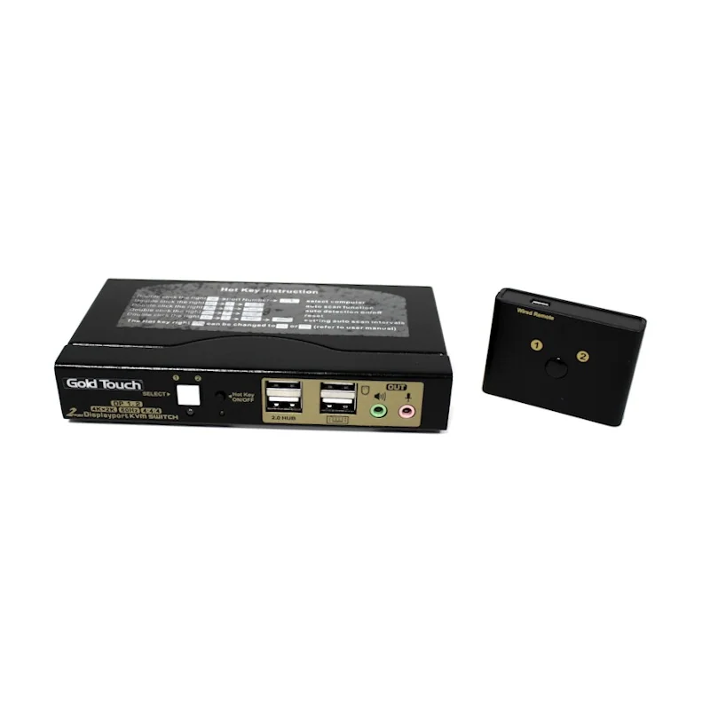 מתג KVM Gold Touch 2 Ports DisplayPort KVM Switch KVM-DP-2 צבע שחור מתג KVM Gold Touch 2 Ports DisplayPort KVM Switch KVM-DP-2 צבע שחור