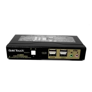 מתג KVM Gold Touch 2 Ports DisplayPort KVM Switch KVM-DP-2 צבע שחור