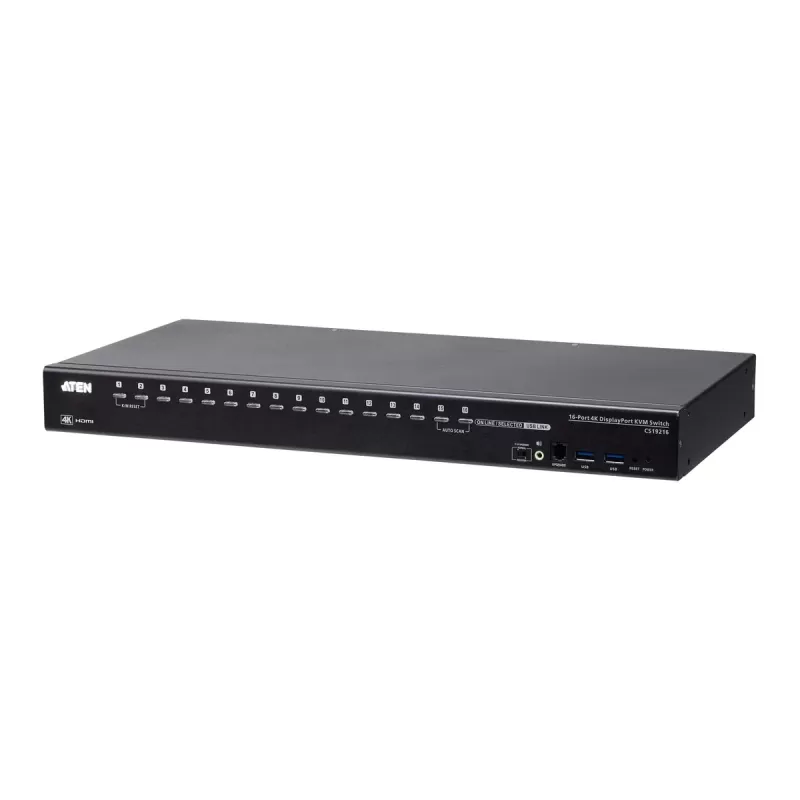מתג KVM ATEN CS19216 16-Port USB 3.0 4K DisplayPort 1U CS19216 צבע שחור