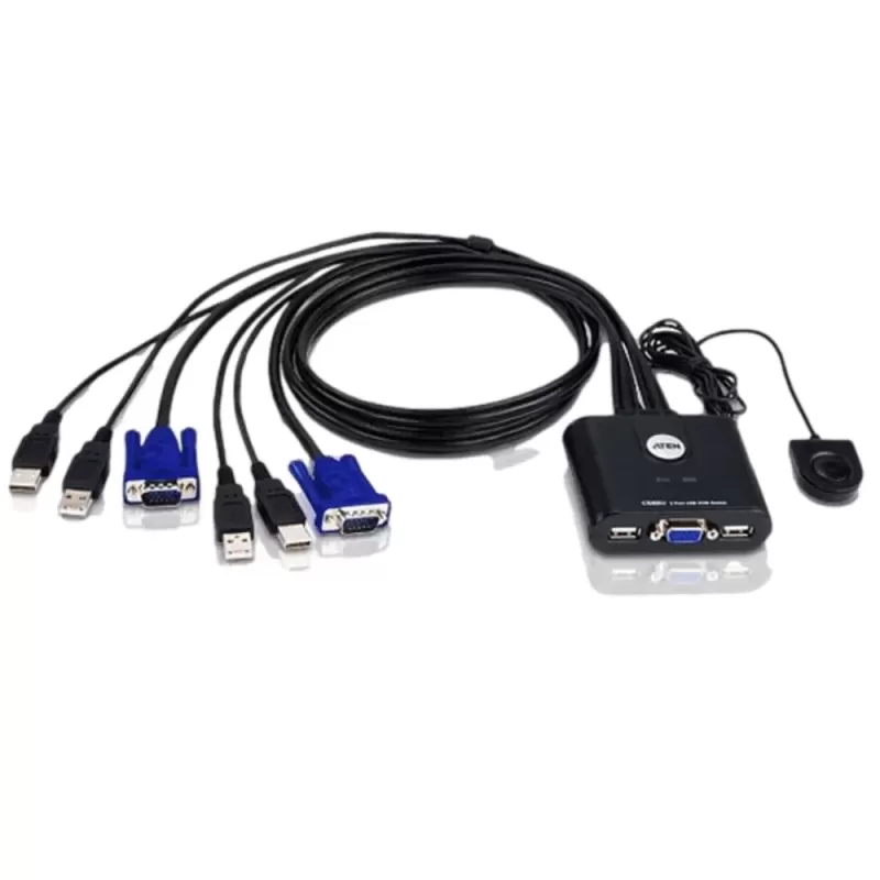 KVM switch ATEN CS22U 2-PORT USB VGA CABLE KVM CS22U Color:black