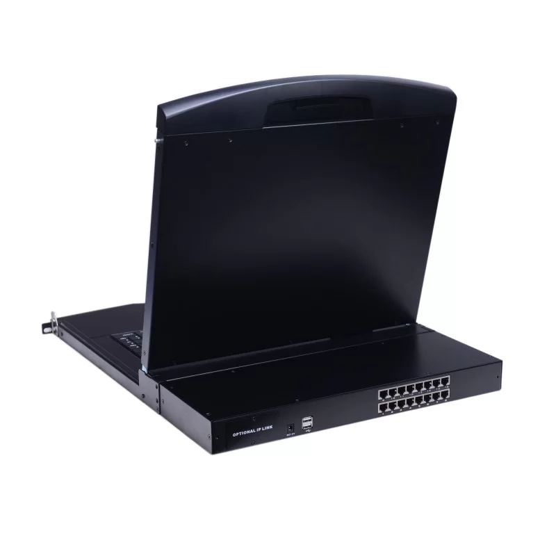 LCD KVM Switch Luggar 17" Rackmount LCD KVM Switch with LAN (16 Ports) KVM16-LAN-17M