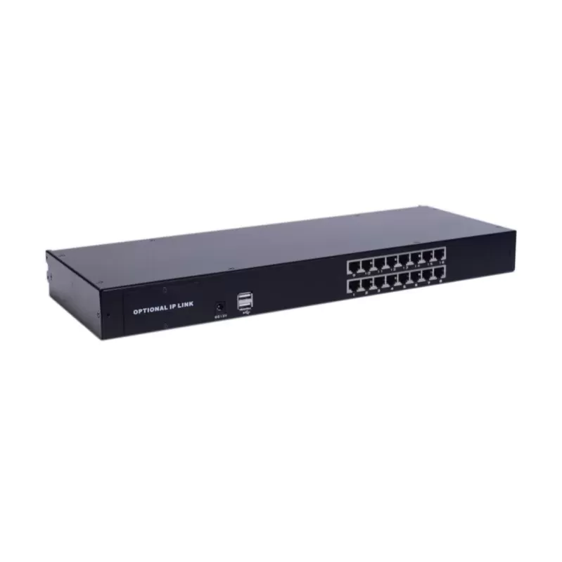 LCD KVM Switch Luggar 17" Rackmount LCD KVM Switch with LAN (16 Ports) KVM16-LAN-17M