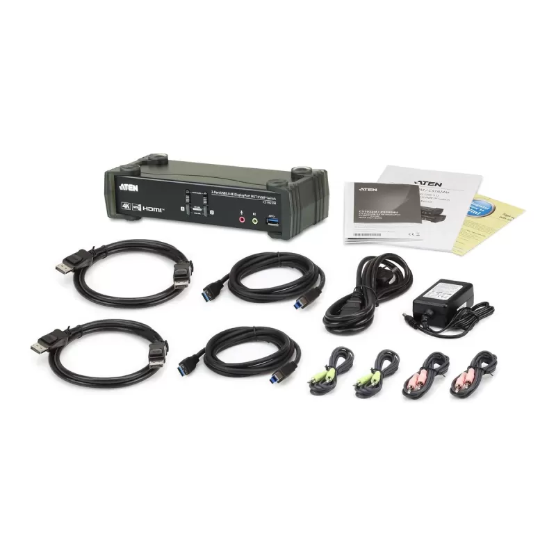 מתג KVM ATEN CS1922M 2-Port USB 3.0 4K DisplayPort MST KVMP CS1922M צבע שחור