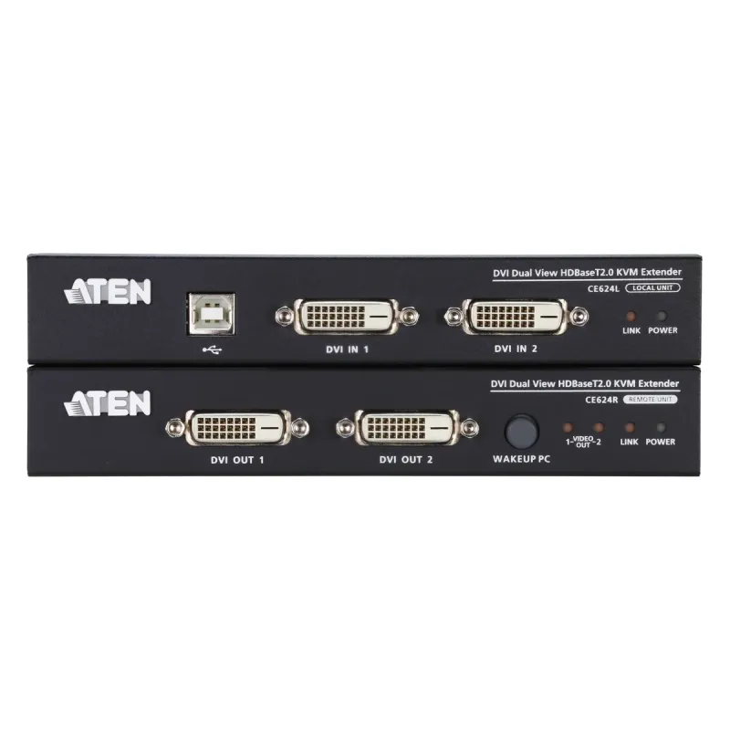 KVM Extender ATEN CE624 USB DVI Dual View HDBaseT 2.0 100m CE624 Color:black