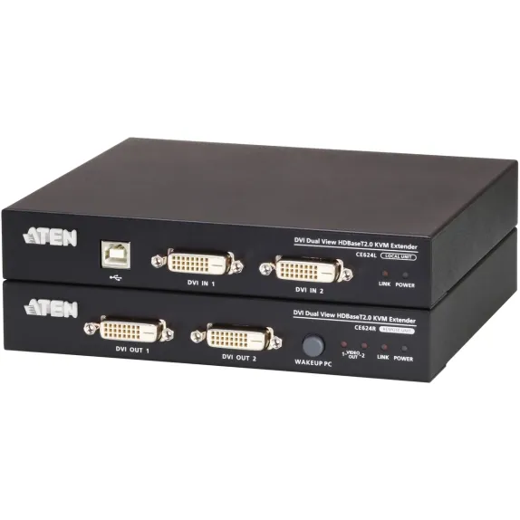 KVM Extender ATEN CE624 USB DVI Dual View HDBaseT 2.0 100m CE624 Color:black