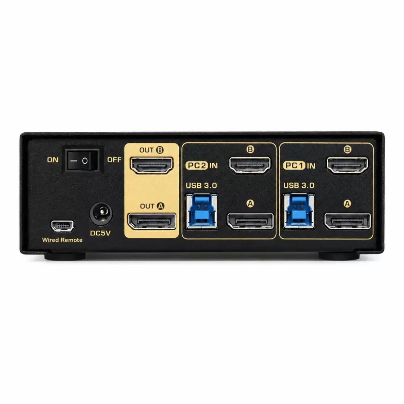 מתג KVM Gold Touch 2 Ports Dual Monitor DP KVM KVM-DPHD-2-2-8K