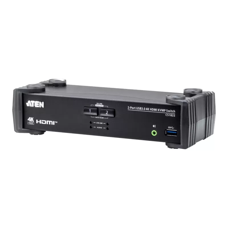 מתג KVM ATEN CS1822 2-Port USB 3.0 4K HDMI KVMP CS1822 צבע שחור