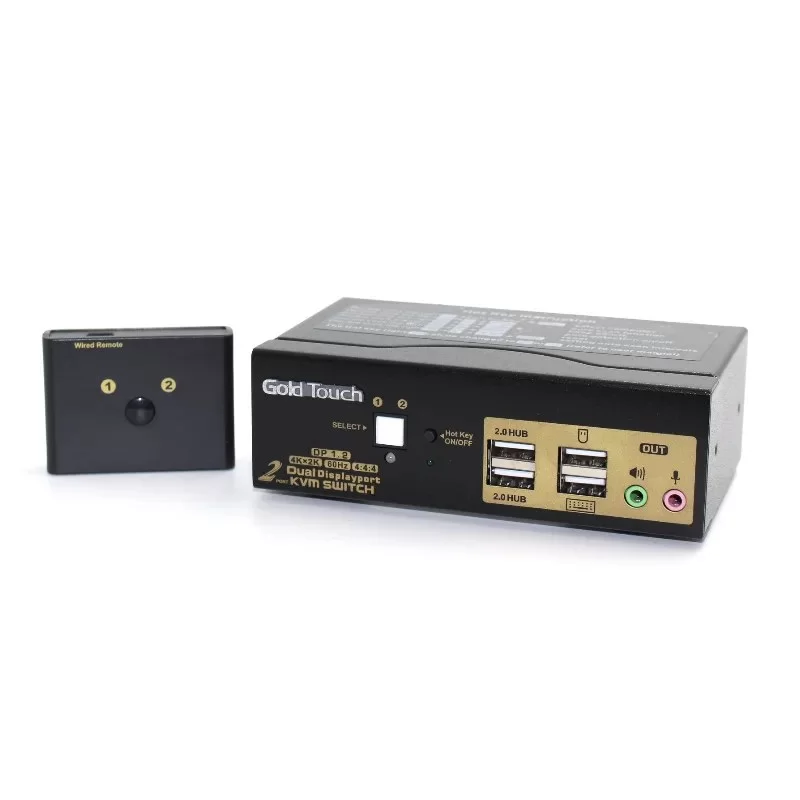 מתג KVM Gold Touch 2 Port Dual DP KVM Switch KVM-DP-2-2 מתג KVM Gold Touch 2 Port Dual DP KVM Switch KVM-DP-2-2