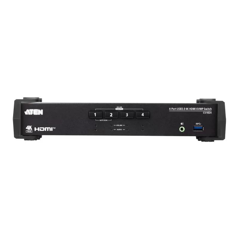 מתג KVM ATEN CS1824 4-Port USB 3.0 4K HDMI KVMP CS1824 צבע שחור