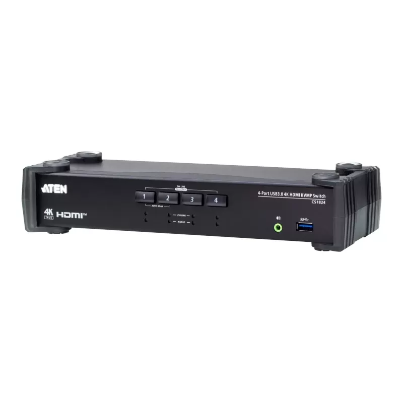 מתג KVM ATEN CS1824 4-Port USB 3.0 4K HDMI KVMP CS1824 צבע שחור