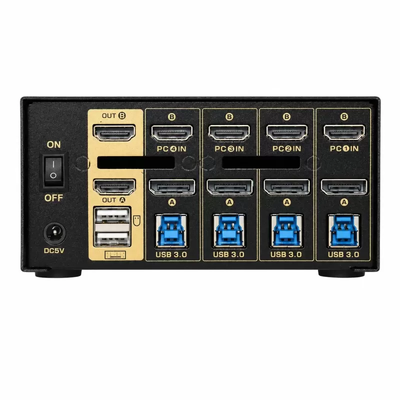 מתג Gold Touch Dual monitor Displayport KVM swtich – 4 Ports KVM-DPHD-4-2