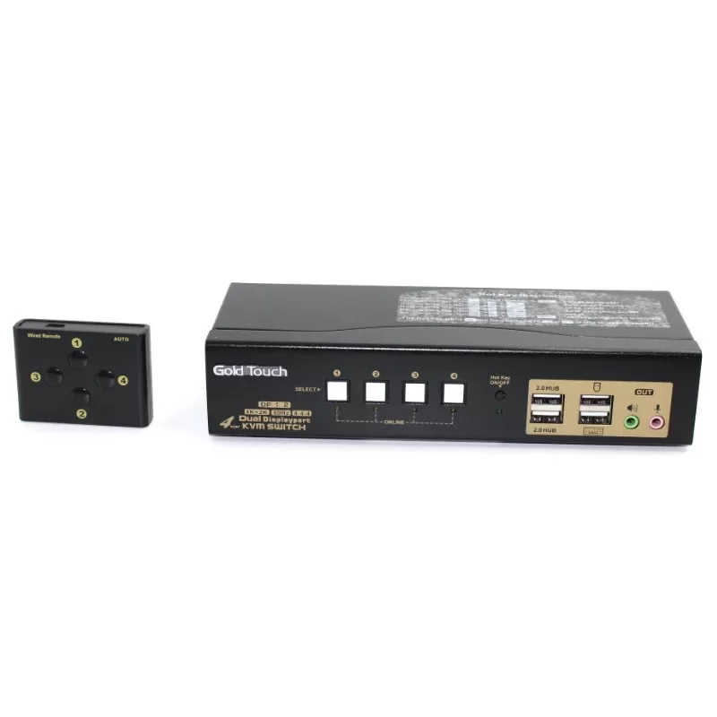 מתג KVM Gold Touch 4 Ports Dual DP KVM Switch KVM-DP-4-2