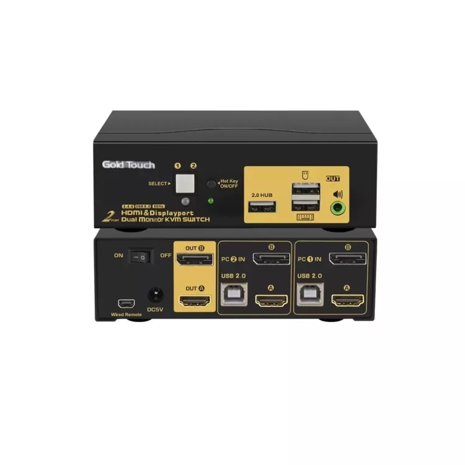 Коммутатор Gold Touch Dual monitor Displayport KVM swtich – 2 Ports KVM-DPHD-2-2