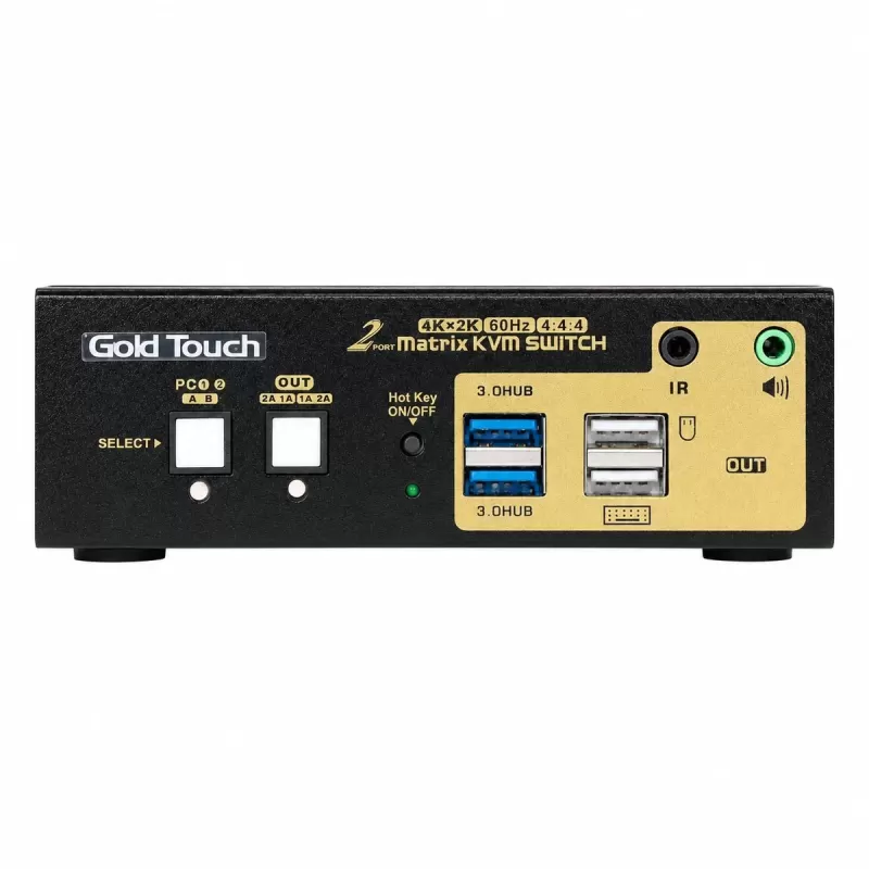 מתג Gold Touch Dual monitor Displayport KVM swtich – 2 Ports KVM-DPHD-2-2