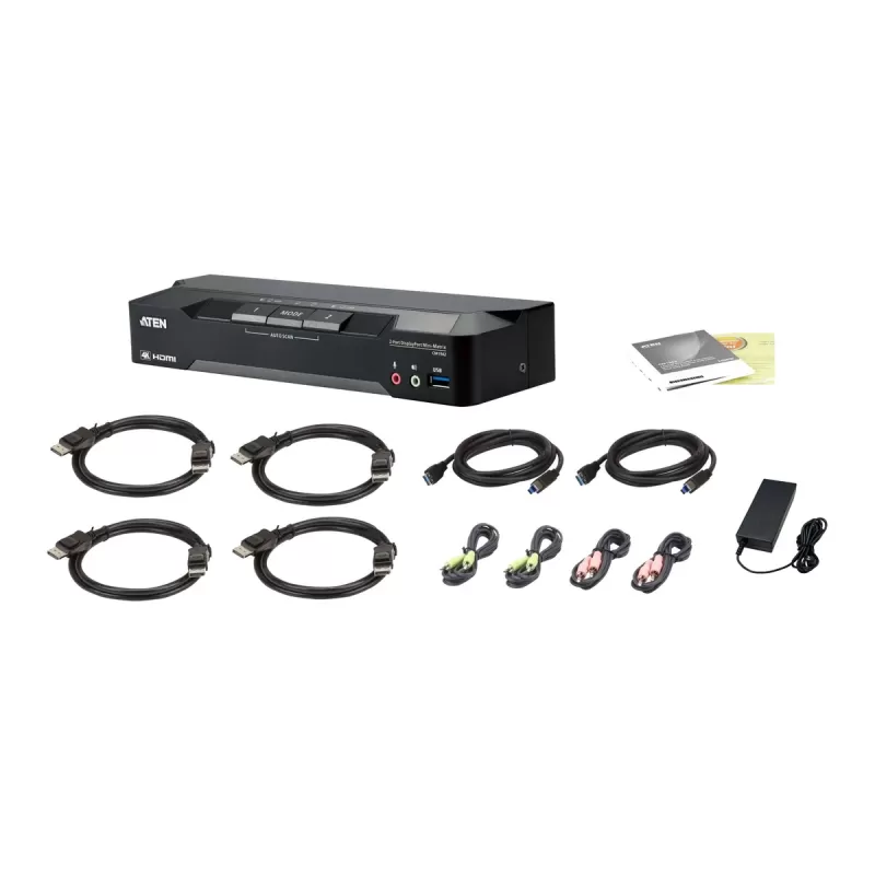 מתג KVM ATEN CM1942 2-Port 4K DisplayPort Dual Display Mini-Matrix Boundless CM1942 צבע שחור מתג KVM ATEN CM1942 2-Port 4K DisplayPort Dual Display Mini-Matrix Boundless CM1942 צבע שחור