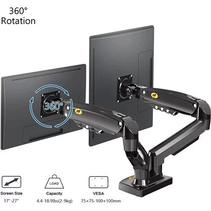 זרוע שולחנית למסך מחשב North Bayou Dual Monitor Desk Mount Stand Full Motion Swivel Computer Monitor Arm Gas Spring fits 2 Screens up to 27" F160 זרוע שולחנית למסך מחשב North Bayou Dual Monitor Desk Mount Stand Full Motion Swivel Computer Monitor Arm Gas Spring fits 2 Screens up to 27" F160