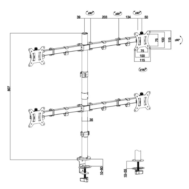 Desktop arm for computer monitor Gold Touch 4 Monitors Arm AR-D40 Color:black