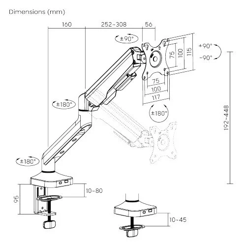 Monitor arm Lumi '17-'40 LDT94-C012 Color:black Monitor arm Lumi '17-'40 LDT94-C012 Color:black