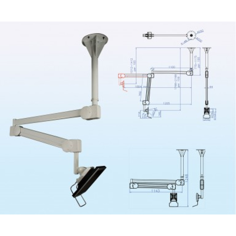 Medical and Hospital Monitor Arm Ceiling Mount up to 8kg IPPON IPMA98104CE