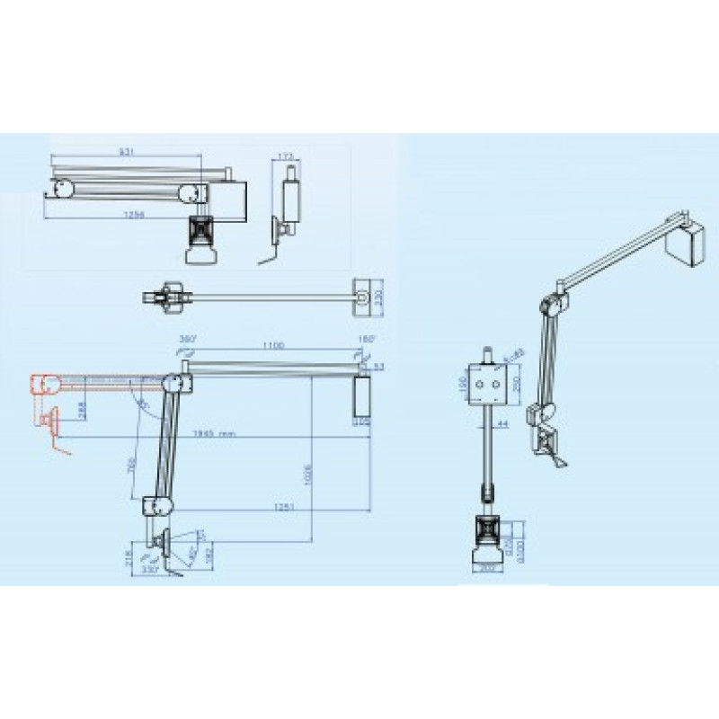 Medical and Hospital Monitor Arm Wall Mount up to 8kg IPPON IPMA98104WM