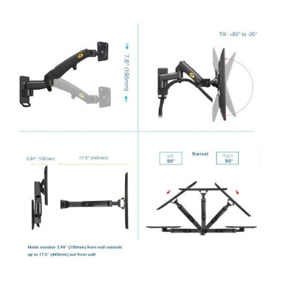 זרוע דו מפרקית לתליה על קיר North Bayou F150 NB-F150 צבע שחור זרוע דו מפרקית לתליה על קיר North Bayou F150 NB-F150 צבע שחור