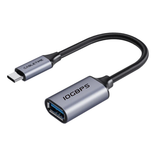 Adapter CABLETIME USB-C (M) to USB-A (F) USB3.2 10Gbps 0.15m CP62G