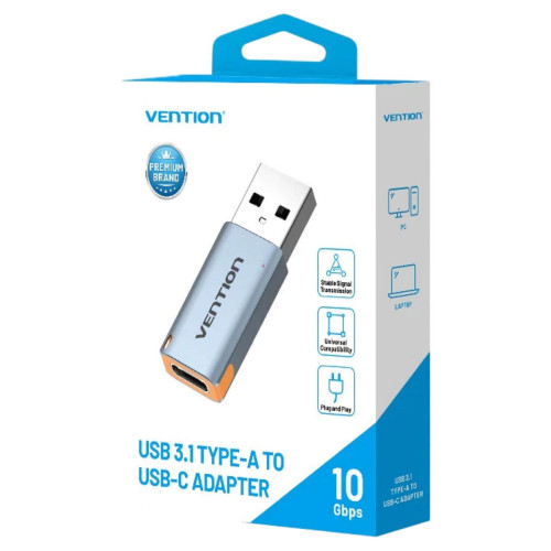 Adapter Vention USB-A to USB-C 3.1 10Gbps Adapter CUAH0 Color:blue