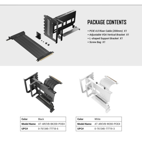 Antec PCIE4 Vertical GPU Bracket שחור 0-761345-77718-6