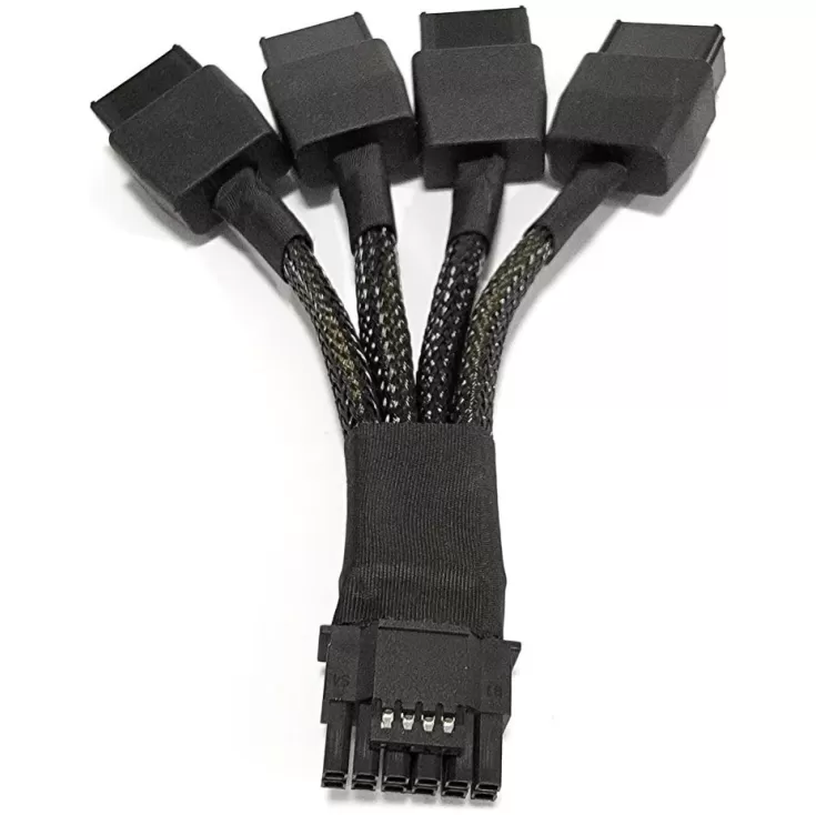 כבל מתאם חשמל לכרטיס מסך 12VHPWR PCIe 5.0 Power Adapter Cable to 4x 8-Pin צבע שחור