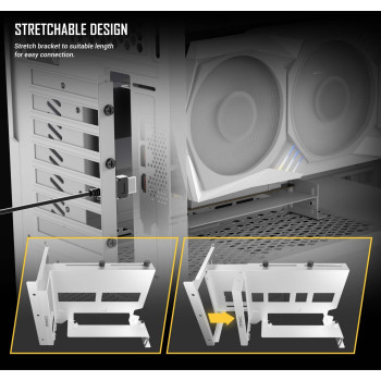Antec PCIE4 Vertical GPU Bracket לבן 0-761345-77719-3 Antec PCIE4 Vertical GPU Bracket לבן 0-761345-77719-3