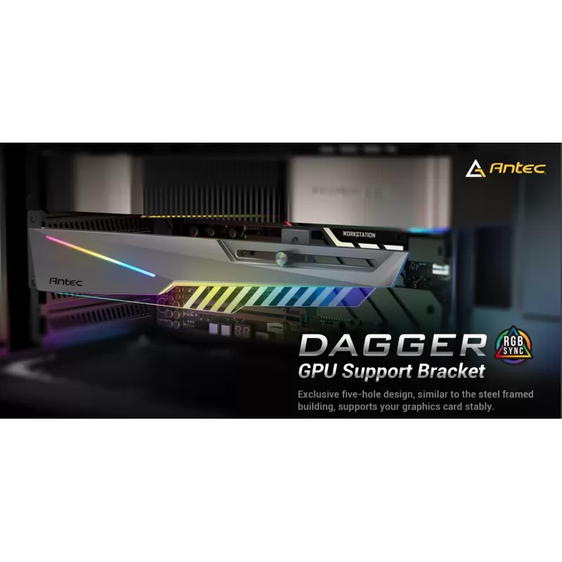 תומך לכרטיס מסך Antec GPU Holder Dagger RGB שחור 0-761345-77725-4
