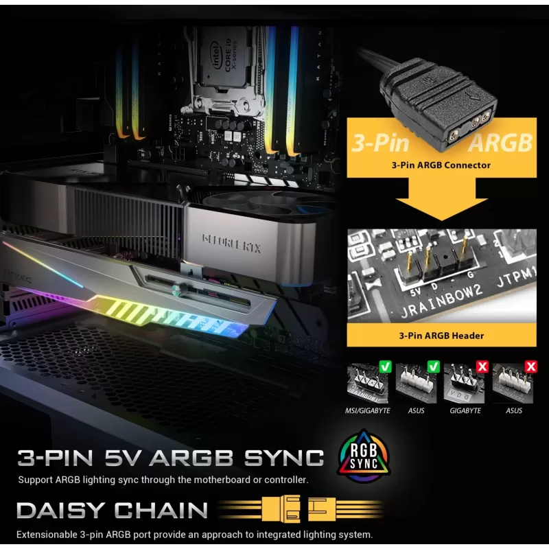 תומך לכרטיס מסך Antec GPU Holder Dagger RGB שחור 0-761345-77725-4