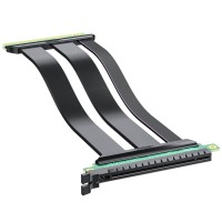 10Gtek PCIE 4.0 x16 30cm Male to Female Riser Cable PCIE-X16-MF-30-15 צבע שחור