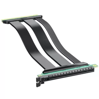 10Gtek PCIE 4.0 x16 30cm Male to Female Riser Cable PCIE-X16-MF-30-15 צבע שחור